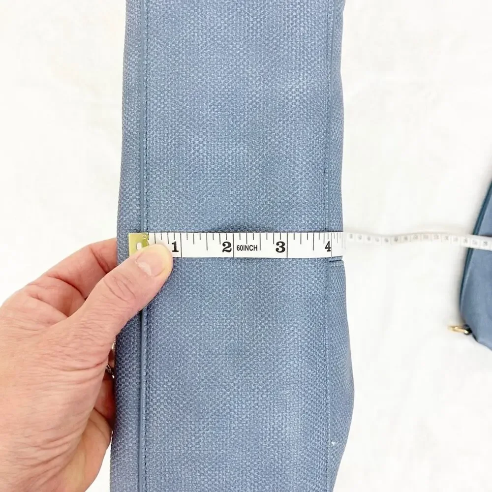 Blue Shoulder Bag Set Medium Large 11x14 w/ Detailed Strap + Matching Pouch NWT